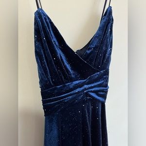 Shein D&M Ruched Crisscross Rhinestone Velvet Cami Dress